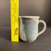 Studio Pottery Mug Signed Aswad Blue and Cream Glaze - 8
