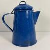 Vintage Blue Speckled Enamelware Coffee Pot - 2