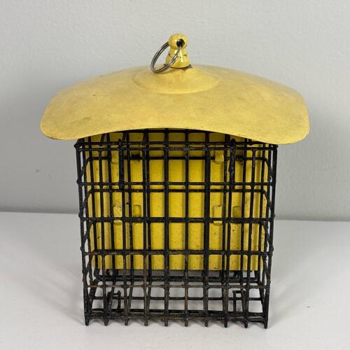 Yellow Metal Hanging Suet Bird Feeder
