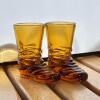 Amber Boot Shaped Glass Shot Glasses with Star Mark