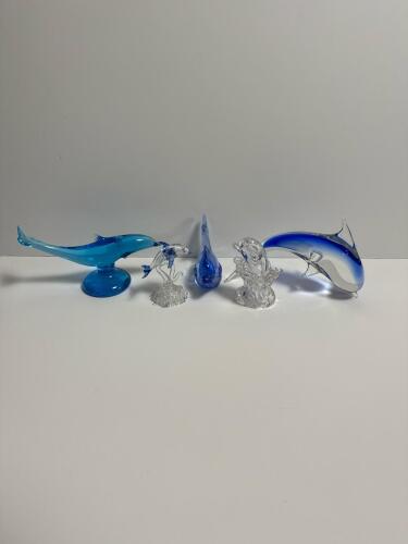 Glass Dolphin and Figurines