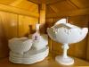 Milk Glass Serving Pieces in Grape and Scalloped Motif - 4
