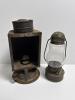 Antique Simplex Lantern and Small Hurricane Oil Lamp