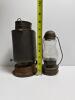 Antique Simplex Lantern and Small Hurricane Oil Lamp - 2