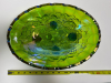 Carnival Glass Fruit Pattern Footed Bowl in Green Iridescent Finish - 3