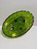 Footed Green Iridescent Glass Fruit Bowl