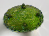 Footed Green Iridescent Glass Fruit Bowl - 4
