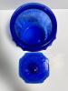Cobalt Blue Pressed Glass Floral Pattern Jar with Lid - 3