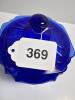 Cobalt Blue Pressed Glass Floral Pattern Jar with Lid - 4