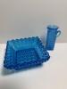 Blue Pressed Glass Bowl and Pitcher