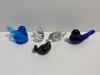 Art Glass Bird Figurines Including Blue Swanson and Cobalt Cobb