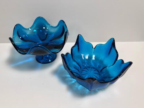 MCM Blue Art Glass Bowls