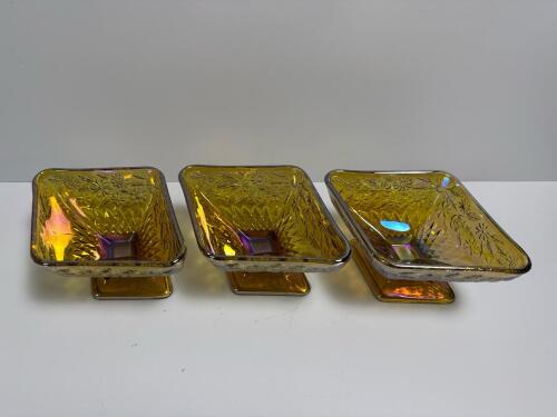 Carnival Glass Dessert Compotes in Daisy Pattern