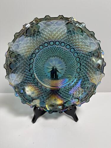 Carnival Glass Bowl With Geometric Pattern