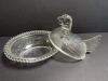 Clear Pressed Glass Hen on Nest Covered Dish