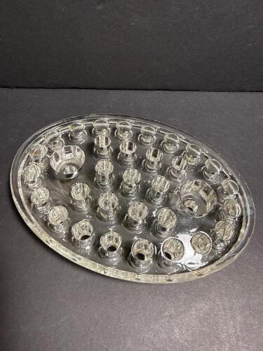 Glass Floral Frog Oval Form