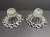 Pair of Clear Glass Candle Holders with Beaded Edge