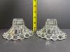 Pair of Clear Glass Candle Holders with Beaded Edge - 2