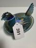 Iridescent Blue Glass Covered Hen Dish in Victorian-Style - 4