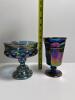 Iridescent Glass Compote and Goblet in Carnival Glass Style - 2