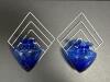 Pair of Blue Glass Hanging Wall Vases with Metal Holders