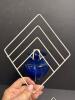 Pair of Blue Glass Hanging Wall Vases with Metal Holders - 3