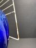 Pair of Blue Glass Hanging Wall Vases with Metal Holders - 4