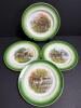 Buffalo Pottery Deer Scene Plates Green Rim Set