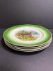 Buffalo Pottery Deer Scene Plates Green Rim Set - 5