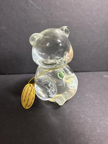 Fenton Handmade Glass Bear Paperweight with Uranium Heart Accent