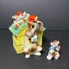 Ceramic Dog Family Bank and Figurine