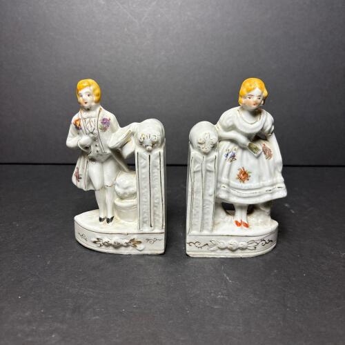 Pair of Ceramic Boy and Girl Bookends