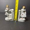 Pair of Ceramic Boy and Girl Bookends - 8