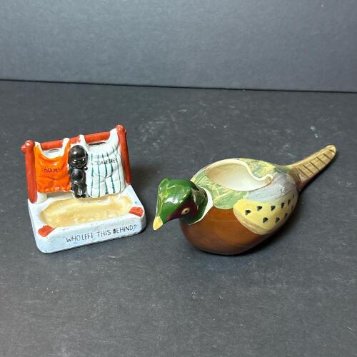 Ceramic Duck and Novelty Ashtray Pair