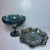 Indiana Glass Compote and Federal Glass Co. Ruffled Bowl