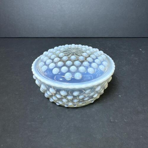 Opalescent Glass Hobnail-Style Covered Dish