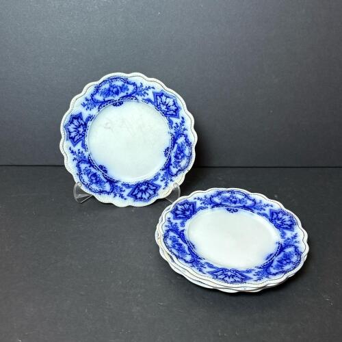 Four Vintage Alaska Flow Blue by Grindley Plates
