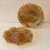 Pair of Amber Carnival Glass Bowls