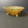 Amber Carnival Glass Three-Footed Bowl