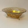 Amber Carnival Glass Three-Footed Bowl - 2