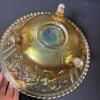 Amber Carnival Glass Three-Footed Bowl - 5