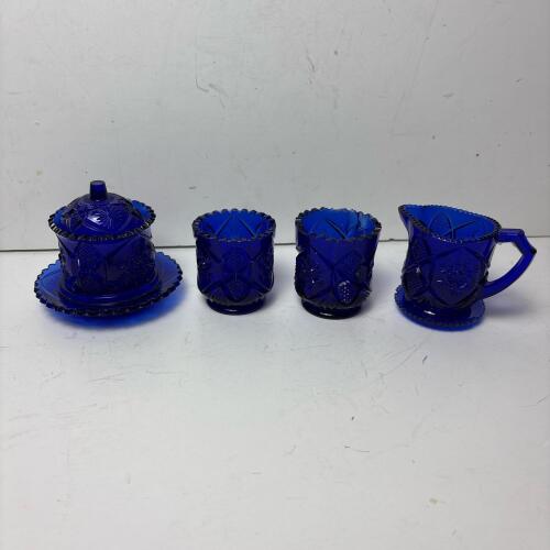 Cobalt Blue Glass Tableware Lot