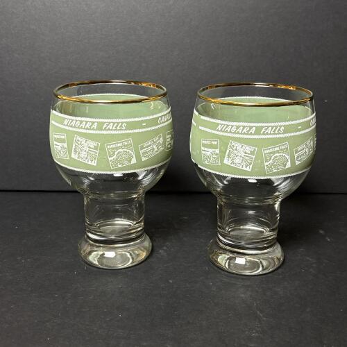 Pair of Niagara Falls Souvenir Glass Goblets