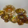 Amber Carnival Glass Bowls and Compotes