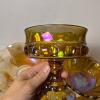 Amber Carnival Glass Bowls and Compotes - 6