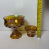 Amber Carnival Glass Bowls and Compotes - 16