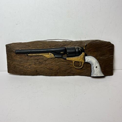 16.75" x 5.5" Wooden Revolver Wall Plaque