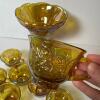 Marigold Carnival Glass Punch Bowl and Eitgh Cups - 4