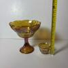 Marigold Carnival Glass Punch Bowl and Eitgh Cups - 10