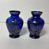 Venetian Art Glass Vases with Silver Floral Design